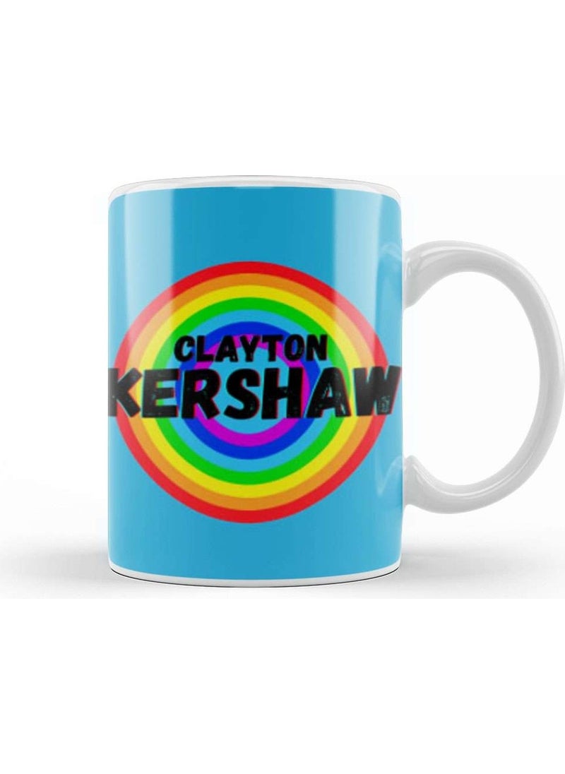 Baskı Dükkanı Print Shop Clayton Kershaw Carton Art Baseball Lovers Gifts Vintage Retro Rainbow Mug Porcelain 