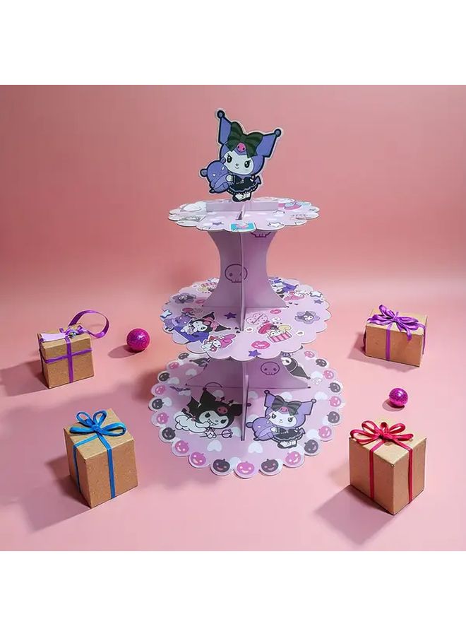 Kuromi 3 Tier Party Decor Stand Purple Cardboard Centerpiece For Birthday Christmas - Image 2