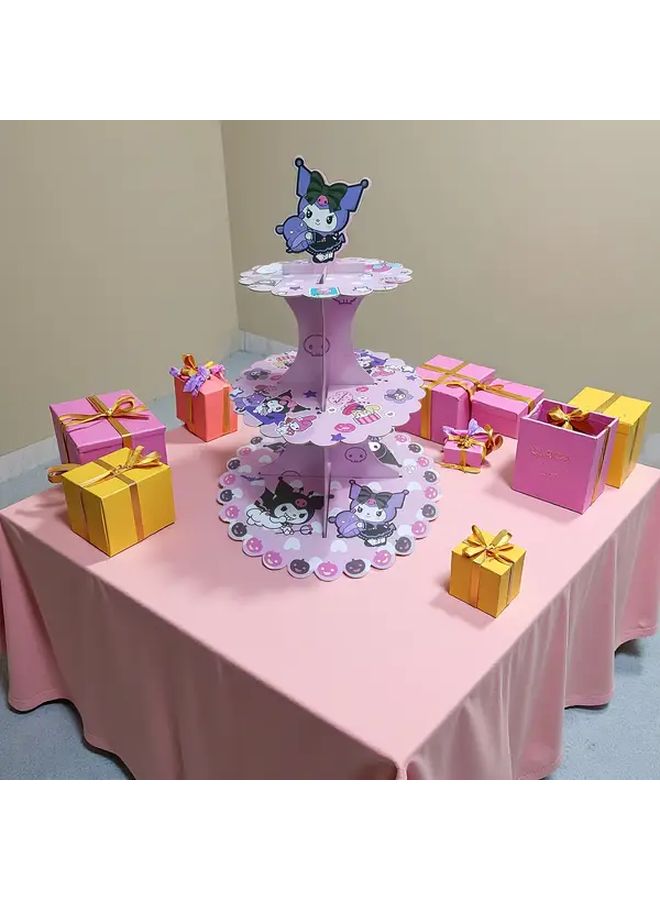 Kuromi 3 Tier Party Decor Stand Purple Cardboard Centerpiece For Birthday Christmas - Image 5