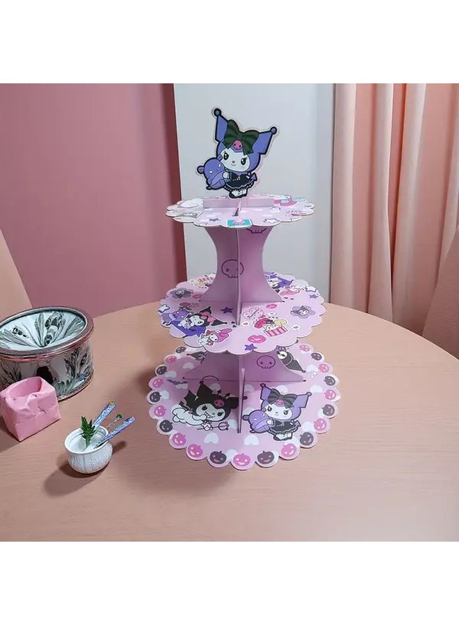Kuromi 3 Tier Party Decor Stand Purple Cardboard Centerpiece For Birthday Christmas - Image 4