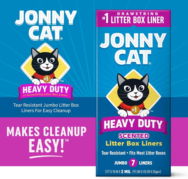 JONNY CAT Litter Box Liners: Fresh Scent - Heavy Duty - Tear & Leak Resistant - Drawstring Close - Jumbo, 7 Count - Image 2