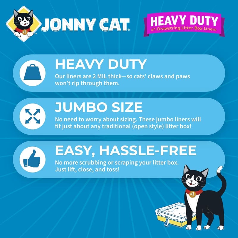 JONNY CAT Litter Box Liners: Fresh Scent - Heavy Duty - Tear & Leak Resistant - Drawstring Close - Jumbo, 7 Count - Image 3