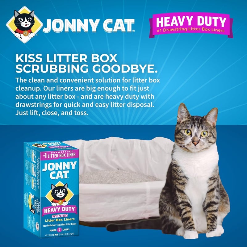 JONNY CAT Litter Box Liners: Fresh Scent - Heavy Duty - Tear & Leak Resistant - Drawstring Close - Jumbo, 7 Count - Image 4