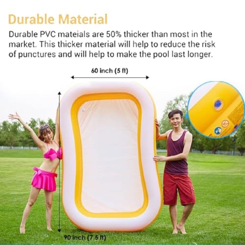 SELLMONK Mandarin Swimming Pool Big Size 7.5 Feet Portable, Inflatable Bathtub for Adults | Large Family Swimming | Swim Center Above Ground, Pool for Adults&Kids | Multicolor.Holi - Image 4