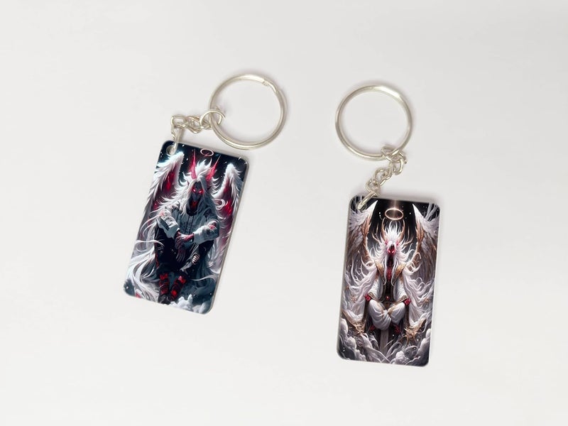 OUTFITQUE Premium Pack of 2 Anime288 Printed Long Keychain For Bike Scooty Car MDF Keyholder