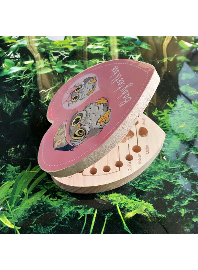 Ten Billion Wooden Deciduous Teeth Box Baby Deciduous Teeth Storage Wooden Box Color Printing Fetal Hair Deciduous Teeth Wooden Box Wholesale-Color:English Heart Hat  - Image 5