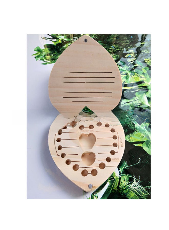 Ten Billion Wooden Deciduous Teeth Box Baby Deciduous Teeth Storage Wooden Box Color Printing Fetal Hair Deciduous Teeth Wooden Box Wholesale-Color:English Heart Hat  - Image 4