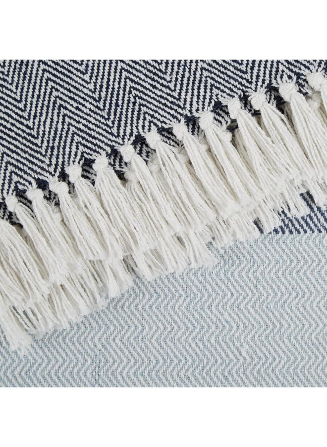 DII DII Herringbone Striped Collection Cotton Throw Blanket, 50x60, Blue  - Image 3