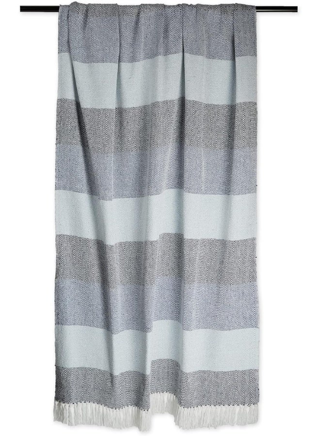 DII DII Herringbone Striped Collection Cotton Throw Blanket, 50x60, Blue  - Image 2