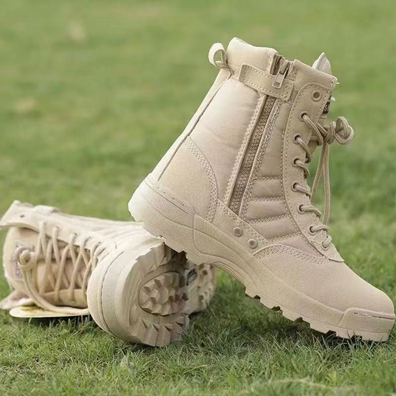 Summer Wear-Resistant Non-Slip Outdoor Military Fan Combat Boots For Men And Women Camouflage Breathable High-Top Desert Hiking Shoes Military Training Combat Boots - Image 1