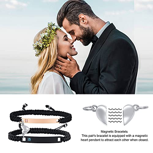 MEALGUET Pinky Promise Couple Bracelet for him her, Hand Braided Couple Bracelets Set Mutual Attraction Relationship Bracelet Personalized Gift for Men Women, Handmade - Image 2