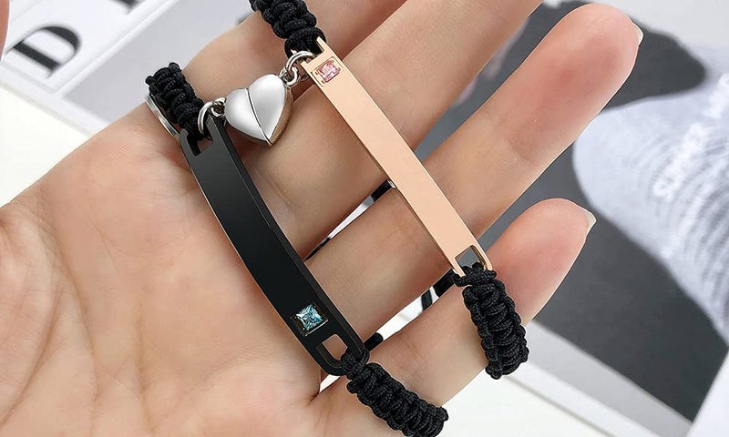 MEALGUET Pinky Promise Couple Bracelet for him her, Hand Braided Couple Bracelets Set Mutual Attraction Relationship Bracelet Personalized Gift for Men Women, Handmade - Image 3