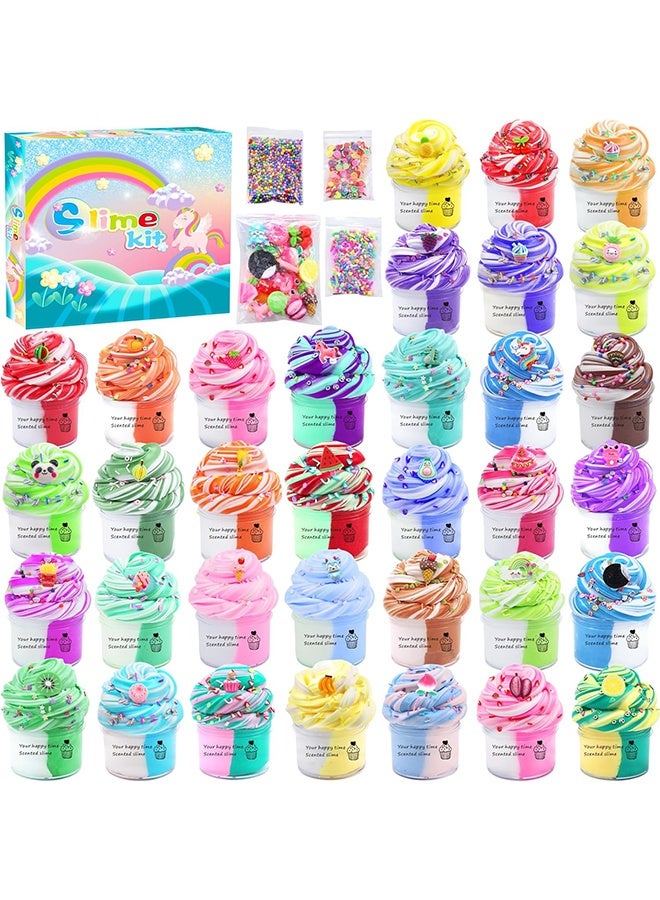 Beauenty 34pc Butter Slime Kit - DIY Slime for Kids, Two-Toned Colorful Slime with Trinkets, Stress Relief Toys, Party Favors, Giveaways, and Stocking Stuffers for Boys & Girls Ages 6-12 - Image 1