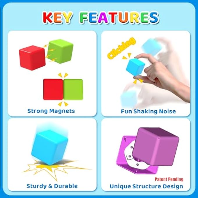 MAGNETIC BUILDING BLOCKS, 1.65 INCH LARGE MAGNETIC STACKING CUBES FOR TODDLERS, SENSORY & MONTESSORI TOYS FOR BOYS & GIRLS 1 2 3 YEARS OLD (24 PCS) - Image 4