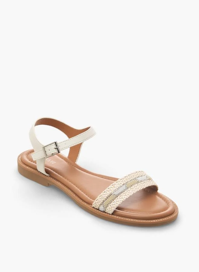 Celeste IVORY Women Ankle Strap Flat Sandals for Women | Best Price UAE