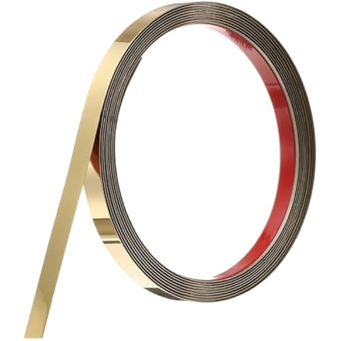 MOULDING STRIP, STAINLESS STEEL WALL CLADDING FOR STICKING, DECORATIVE CLADDING FOR WALL, MIRROR FRAME, CRAFT AND HOME DECOR, 10 FEET X 0.4 INCH, MIRRORED GOLD - Image 1