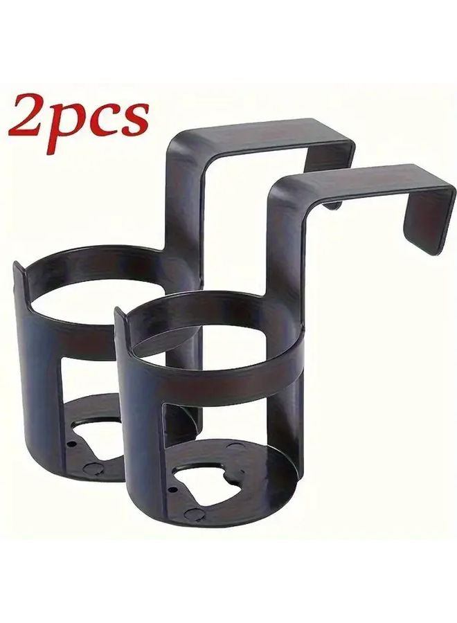 2 Pack Black Plastic Hanging Cup Holder Universal Car Interior Organizer Hand Bottle Holder Bathroom Accessories With Secure Grip Space Saving Design - Image 3