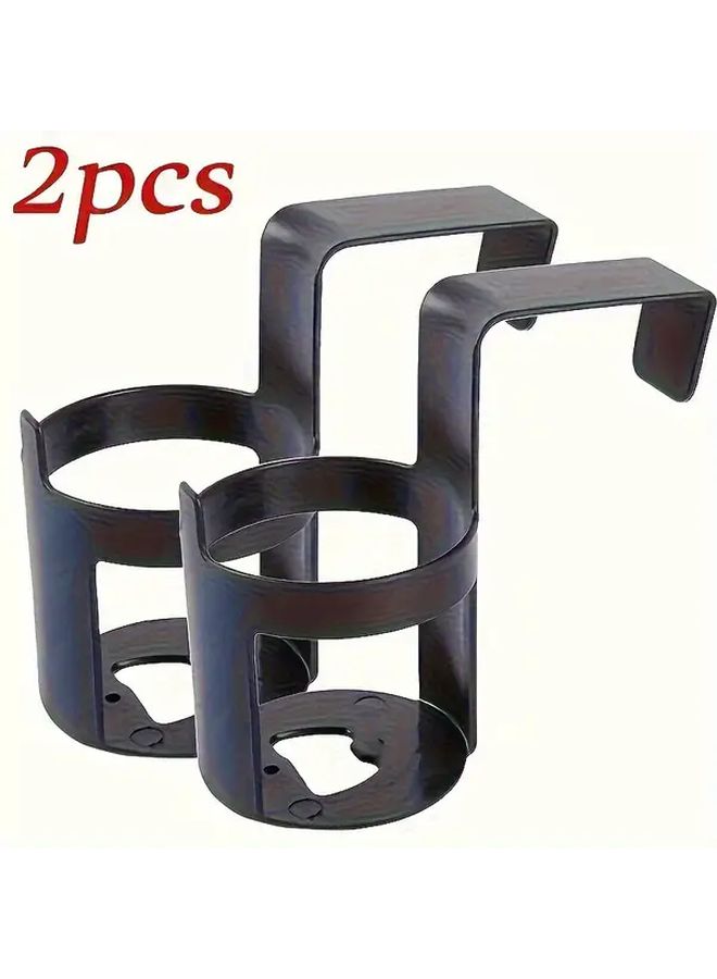 2 Pack Black Plastic Hanging Cup Holder Universal Car Interior Organizer Hand Bottle Holder Bathroom Accessories With Secure Grip Space Saving Design - Image 1
