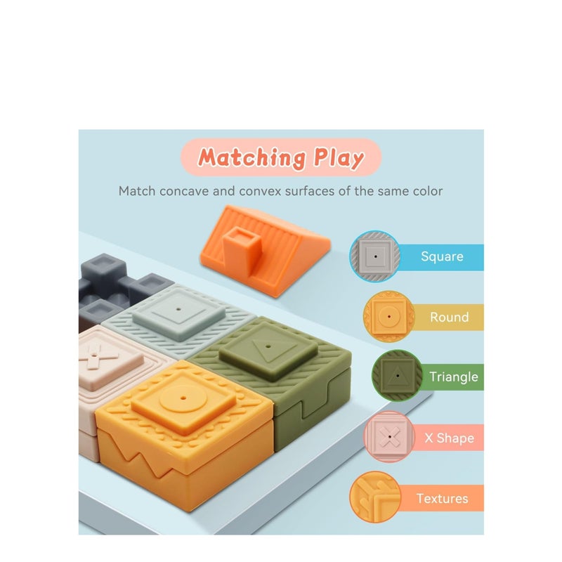 Barakah Baby Blocks Soft Building Blocks, 10 PCS Stacking Blocks Montessori Sensory Squeeze Baby Teething Toys for Toddler Kids 6 12 18 Months, Ideal Gift for Baby Boys Girls Birthday - Image 2