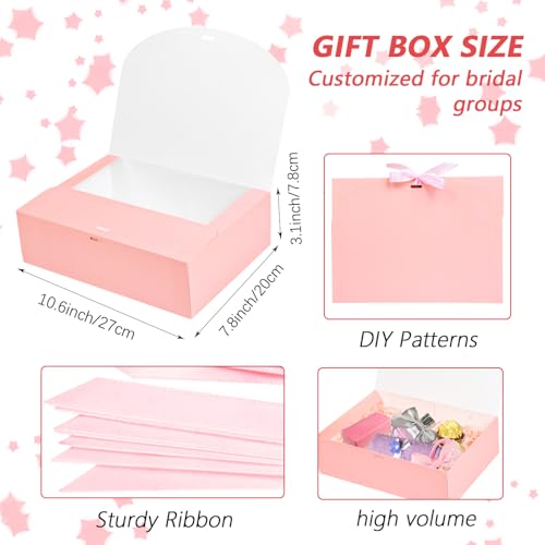 WLUSEAXI 15Pack Gift Boxes with Lids, 10.6x7.8x3.1 Inches Bridesmaid Proposal Box with Ribbon, Pink Gift Boxes for Presents,Kraft Paper Boxes for Wedding Christmas Birthday Baby Shower Party - Image 2