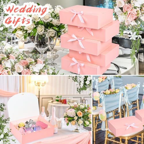 WLUSEAXI 15Pack Gift Boxes with Lids, 10.6x7.8x3.1 Inches Bridesmaid Proposal Box with Ribbon, Pink Gift Boxes for Presents,Kraft Paper Boxes for Wedding Christmas Birthday Baby Shower Party - Image 4
