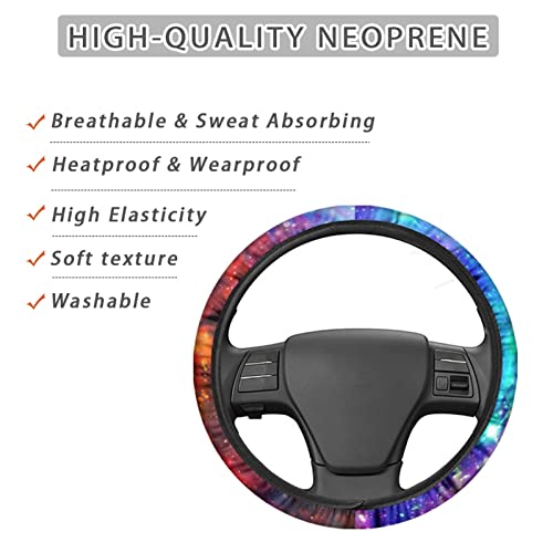 AFPANQZ Galaxy Novelty Red & Blue Auto Steering Wheel Covers Sweat Absorption Comfort Grip Anti-Slip Safety Stretch-on Easy Fix Machine Washable Steering Wheel Protection Cool 4-15 in - Image 4