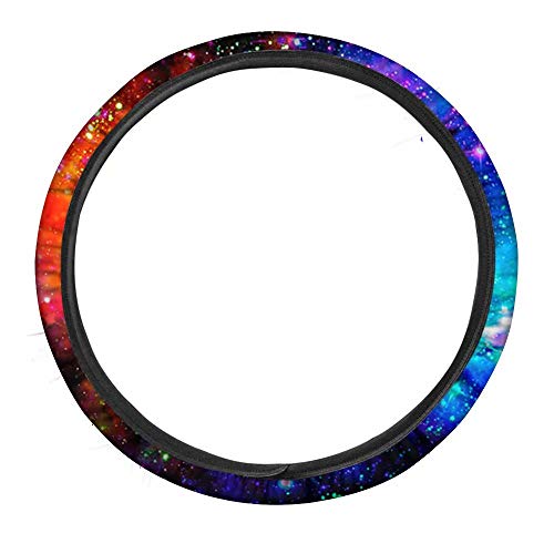 AFPANQZ Galaxy Novelty Red & Blue Auto Steering Wheel Covers Sweat Absorption Comfort Grip Anti-Slip Safety Stretch-on Easy Fix Machine Washable Steering Wheel Protection Cool 4-15 in - Image 2
