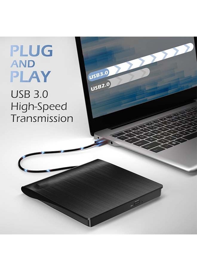 Generic - External CD/DVD Drive for Laptop USB 3.0 CD/DVD Player Portable +/-RW Burner CD ROM Reader Rewriter Writer Disk Duplicator Compatible with Laptop Desktop PC Windows Apple Mac Pro Macbook Linux - Image 1