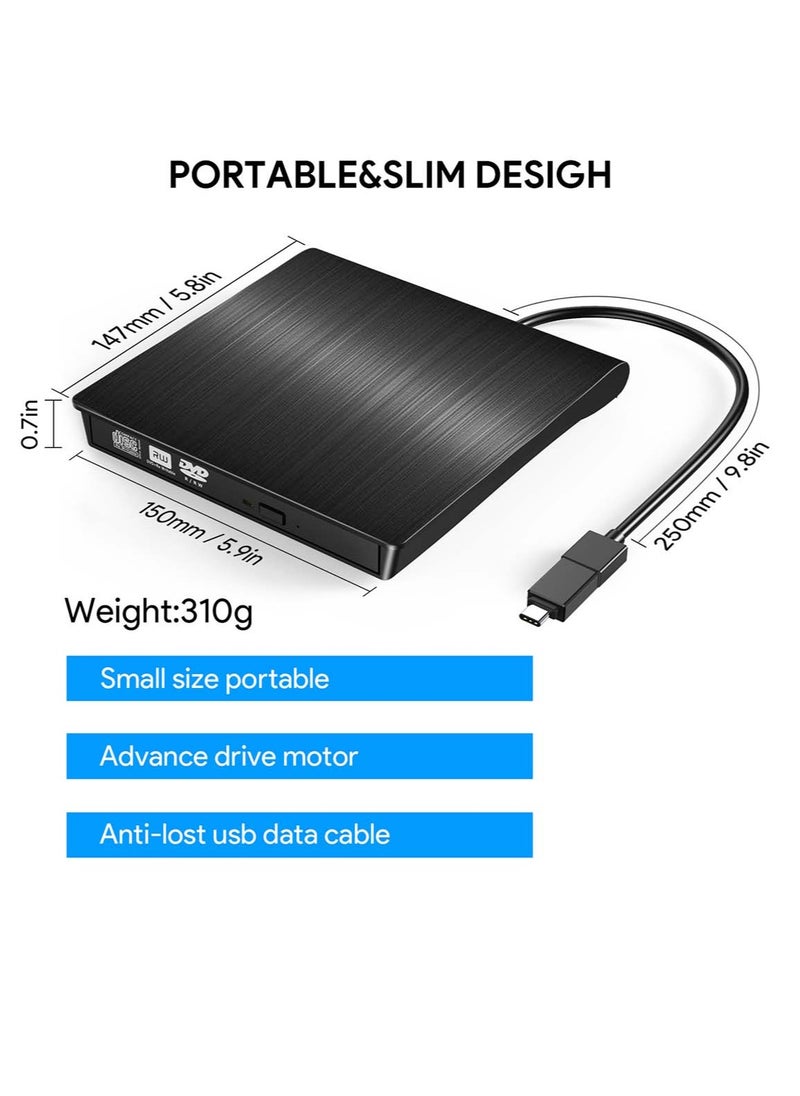 Generic - External CD/DVD Drive for Laptop USB 3.0 CD/DVD Player Portable +/-RW Burner CD ROM Reader Rewriter Writer Disk Duplicator Compatible with Laptop Desktop PC Windows Apple Mac Pro Macbook Linux - Image 1