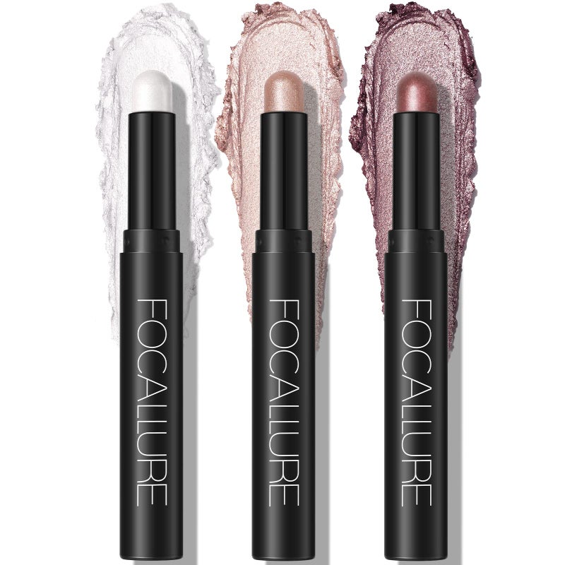 FOCALLURE 3 Pcs 2 in 1 Eyeshadow and Eyeliner Pen, Shimmer Eye Shadow Pencil, High Pigmented Eyeshadow, Highlighter Eye Liner, Multi-Dimensional eyes Look, FA38-11116-123 - Image 1