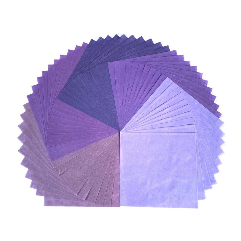 50 Sheets 6 x 6 Inches Natural Fiber Mulberry paper Sheets Square Origami Paper Arts Folding Craft Decoration Paper for DIY Crafts Lavender Tone 6x6 Inch
