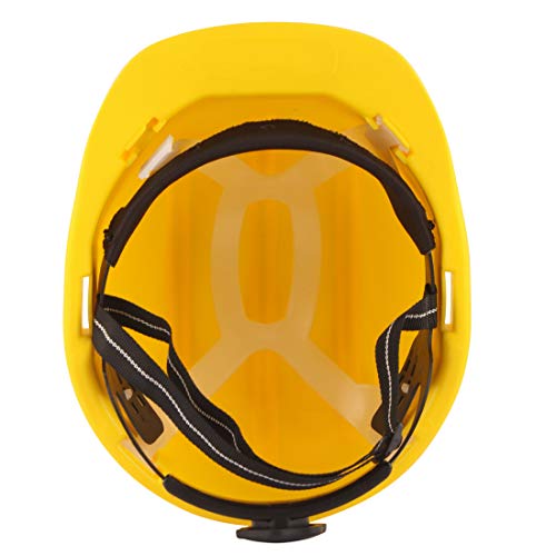 KARAM PN521 Safety Helmet for Men Construction Helmet | Ratchet Type Adjustment with Adjustable Chin Strap | Work Helmet with Side Slot for Attachment | is:2925:1984 Certified | Yellow - Image 2