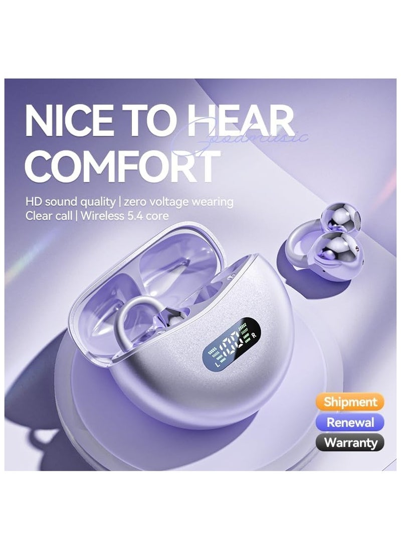 lekikpo Wireless Buds with Bluetooth 5.4 Low Latency, HD Sound, 60H Playback LED Power Display Earphones Comfortable Fit Waterproof in-Ear Earbuds with Mic for Multi-Scenario Suitable for All Ages (Purple)  - Image 4