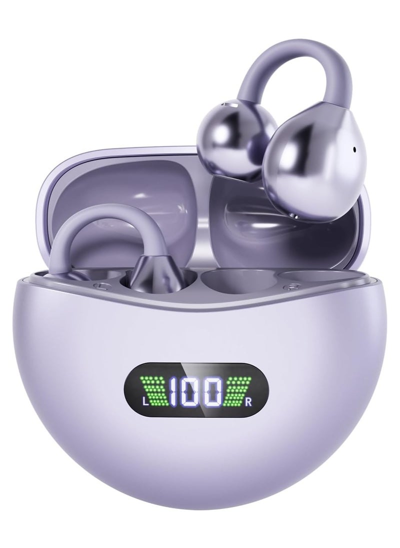 lekikpo Wireless Buds with Bluetooth 5.4 Low Latency, HD Sound, 60H Playback LED Power Display Earphones Comfortable Fit Waterproof in-Ear Earbuds with Mic for Multi-Scenario Suitable for All Ages (Purple)  - Image 1