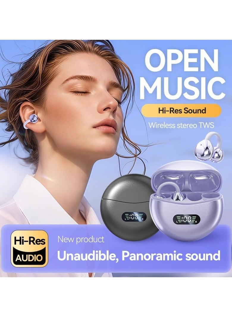 lekikpo - Wireless Buds with Bluetooth 5.4 Low Latency, HD Sound, 60H Playback LED Power Display Earphones Comfortable Fit Waterproof in-Ear Earbuds with Mic for Multi-Scenario Suitable for All Ages (Purple) - Image 1