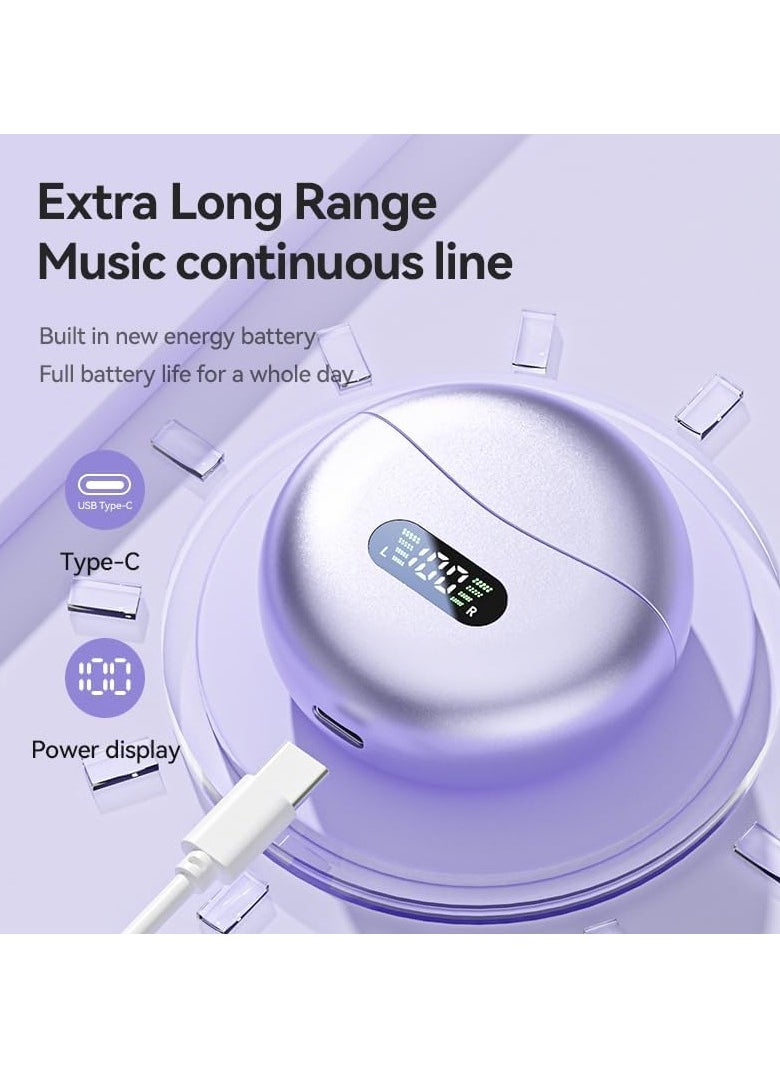 lekikpo Wireless Buds with Bluetooth 5.4 Low Latency, HD Sound, 60H Playback LED Power Display Earphones Comfortable Fit Waterproof in-Ear Earbuds with Mic for Multi-Scenario Suitable for All Ages (Purple)  - Image 3