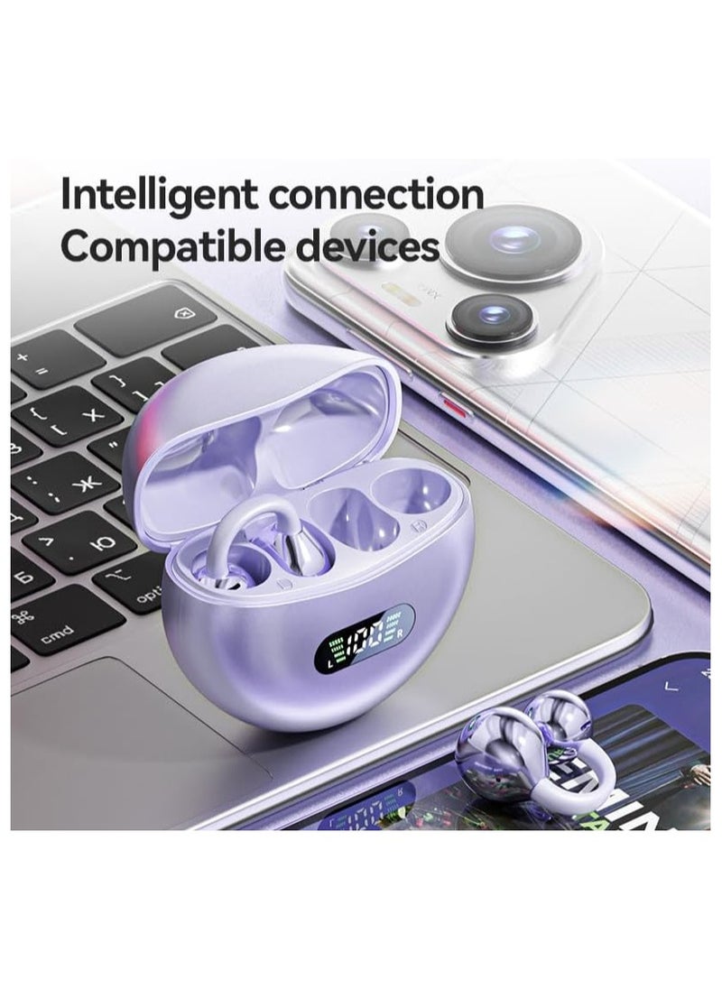 lekikpo - Wireless Buds with Bluetooth 5.4 Low Latency, HD Sound, 60H Playback LED Power Display Earphones Comfortable Fit Waterproof in-Ear Earbuds with Mic for Multi-Scenario Suitable for All Ages (Purple) - Image 1