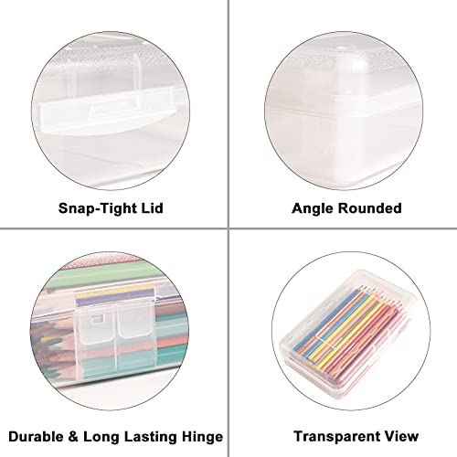 DANRONG Colored Plastic Pencil Box, Large Capacity Pencil Case, Pencil Boxs for Kids Adults, Hard Crayon Box Storage with Snap-Tight Lid for School Office Supplies (Clear) - Image 5