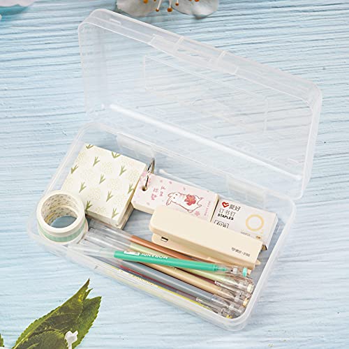 DANRONG Colored Plastic Pencil Box, Large Capacity Pencil Case, Pencil Boxs for Kids Adults, Hard Crayon Box Storage with Snap-Tight Lid for School Office Supplies (Clear) - Image 3