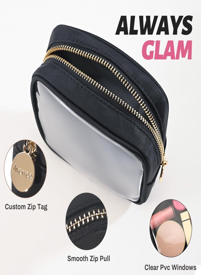 Aveniee Small Clear Makeup Bag, Mini Makeup Bag for Purse Organizer, Cosmetic Bag Travel Zipper Pouch for Women, Cute Car Accessories for Skincare Lipstick Essentials-Black - Image 3