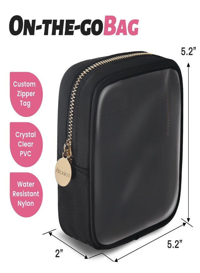 Aveniee Small Clear Makeup Bag, Mini Makeup Bag for Purse Organizer, Cosmetic Bag Travel Zipper Pouch for Women, Cute Car Accessories for Skincare Lipstick Essentials-Black - Image 5