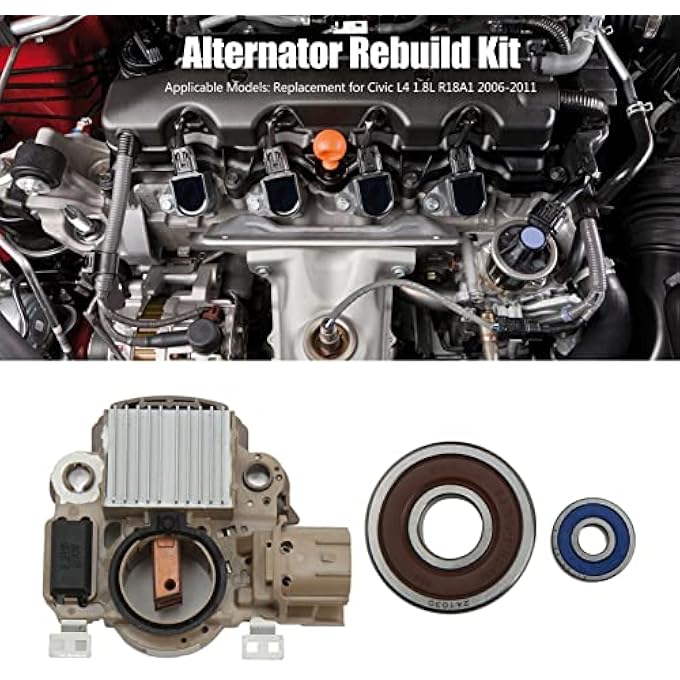Brilluxa Alternator Rebuild Kit, Regulator Brushes Bearings Set, Compatible with Honda Civic L4 1.8L R18A1 2006-2011, 31150 RNA A01 Voltage Stabilizer, Alternator Repair Replacement Kit - Image 3