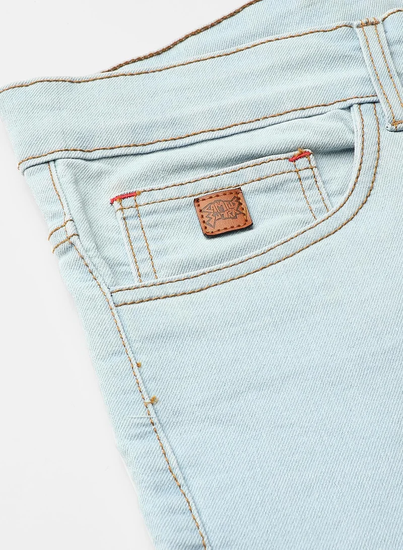 Campus Sutra Men's Classic Light Blue Light Blue-Washed Regular Fit Denim Jeans
