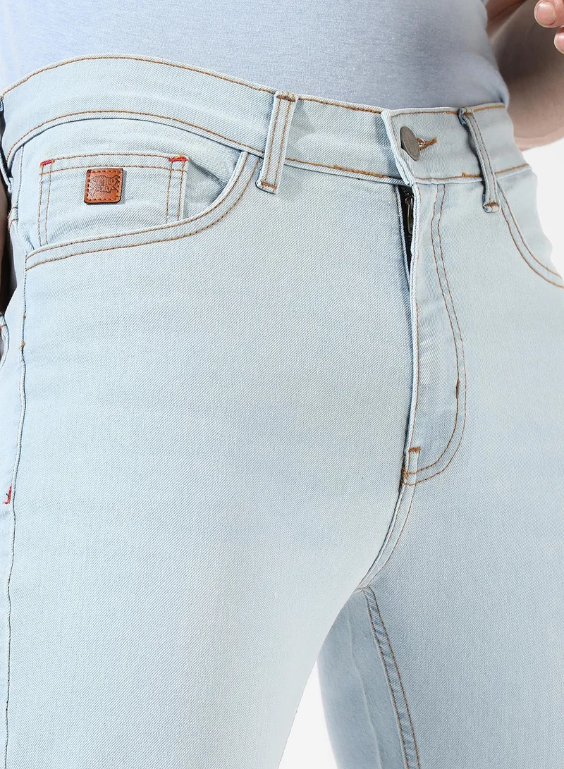 Campus Sutra Men's Classic Light Blue Light Blue-Washed Regular Fit Denim Jeans