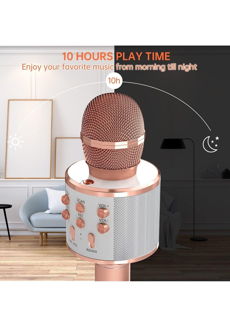 ELTRAZONE 2 Pack Wireless Bluetooth Karaoke Microphone for Kids – Portable Handheld Mic Speaker Machine in Rose Gold & Blue, Perfect Gift for All Ages - Image 4