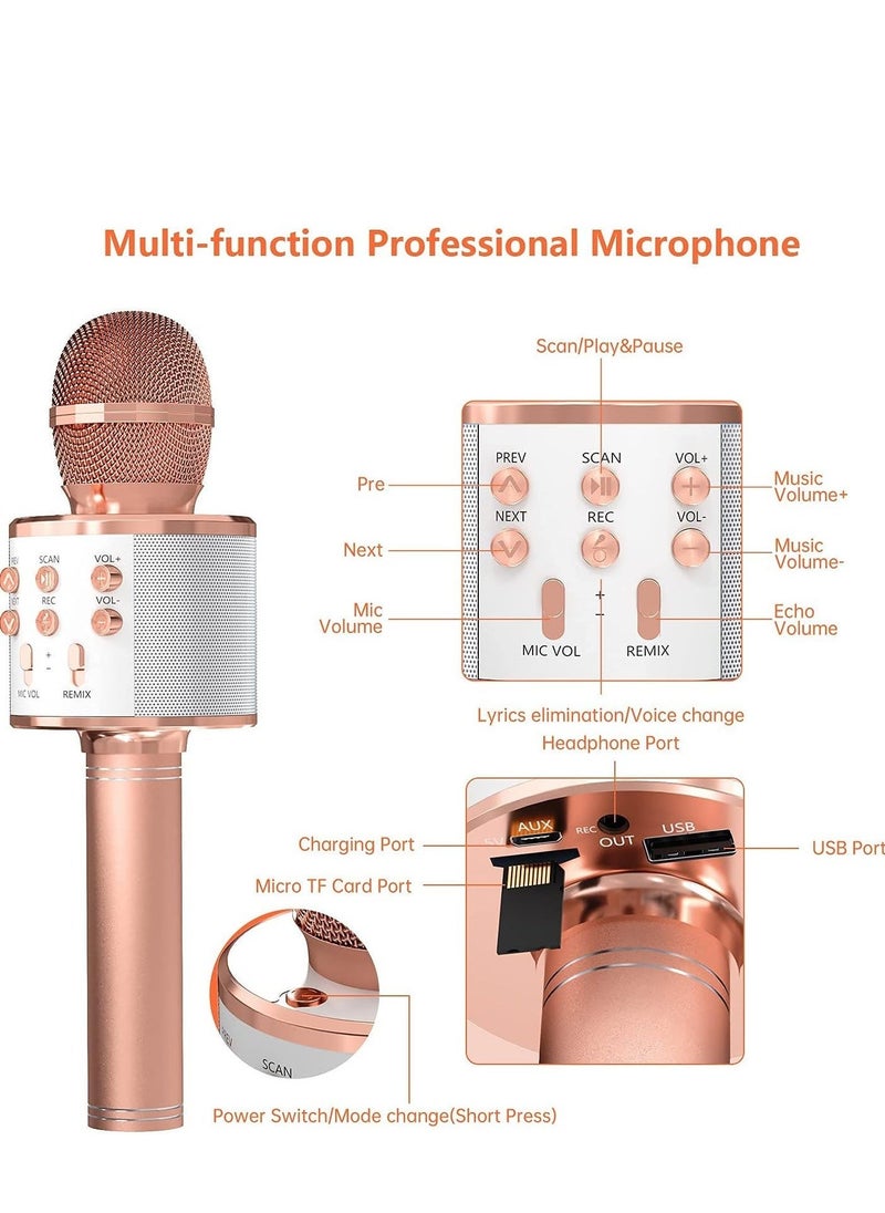 ELTRAZONE 2 Pack Wireless Bluetooth Karaoke Microphone for Kids – Portable Handheld Mic Speaker Machine in Rose Gold & Blue, Perfect Gift for All Ages - Image 5