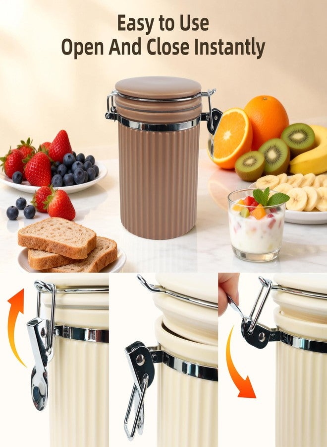 ShanSon Ceramic Kitchen Canisters Porcelain Food Storage Jar with lie 700ml/24 fl.oz Airtight Freshness Oxidation-Resistant for Flour, Sugar, Coffee,Tea, Oatmeal, Biscuits, Pantry & Countertop Organization - Image 5