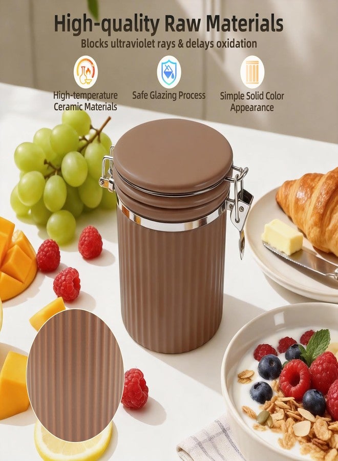 ShanSon Ceramic Kitchen Canisters Porcelain Food Storage Jar with lie 700ml/24 fl.oz Airtight Freshness Oxidation-Resistant for Flour, Sugar, Coffee,Tea, Oatmeal, Biscuits, Pantry & Countertop Organization - Image 3