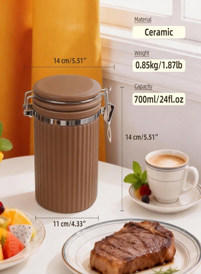 ShanSon Ceramic Kitchen Canisters Porcelain Food Storage Jar with lie 700ml/24 fl.oz Airtight Freshness Oxidation-Resistant for Flour, Sugar, Coffee,Tea, Oatmeal, Biscuits, Pantry & Countertop Organization - Image 2