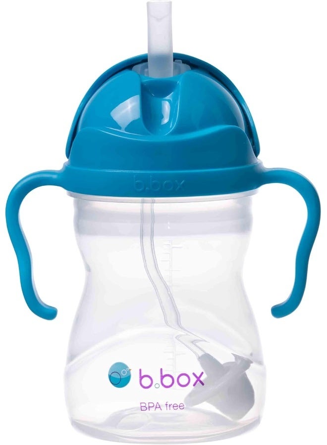 b.box Sippy Cup with Fliptop Straw, Drink from any Angle | Weighted Straw, Spill Proof, Leak Proof  Easy Grip | BPA Free, Dishwasher safe | For Babies 6m+ to Toddlers (Cobalt, 8 oz) - Image 1